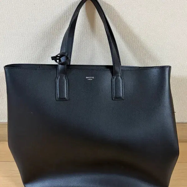 [BUNJANG] Hazzys Leather Tote Bag Black / 헤지스 가죽 토트백 블랙