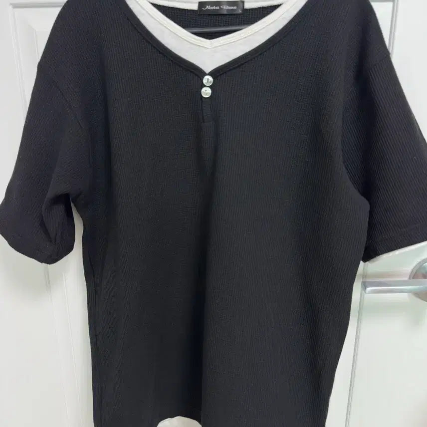 [BUNJANG] Colorblock Cotton Waffle T-Shirt / 배색 면 와플 티셔츠