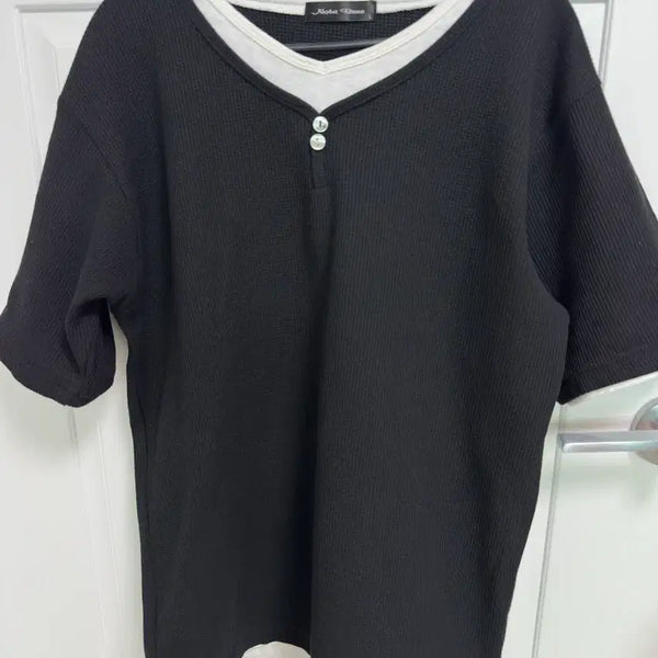 [BUNJANG] Colorblock Cotton Waffle T-Shirt / 배색 면 와플 티셔츠
