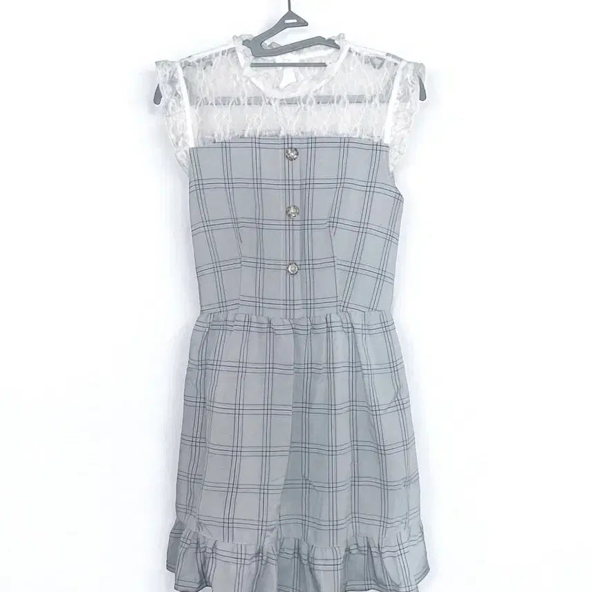 [BUNJANG] Subculture Check Lace Frill Dress / 서브컬쳐 섭컬 체크 레이스 프릴 원피스