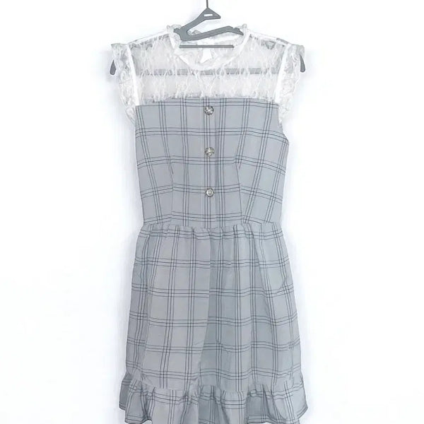 [BUNJANG] Subculture Check Lace Frill Dress / 서브컬쳐 섭컬 체크 레이스 프릴 원피스