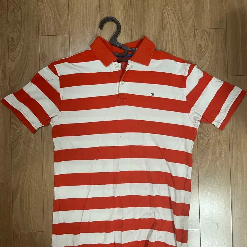 [BUNJANG] Tommy Hilfiger Striped Short Sleeve Polo Shirt / 타미힐피거 스트라이프 반팔 카라티