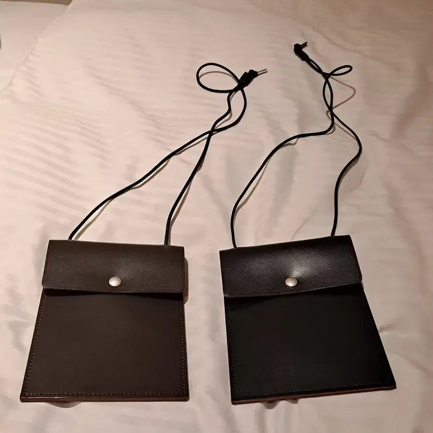 [BUNJANG] MHL Contrast Leather Shoulder Bag / MHL 컨트라스트 레더 숄더백 블랙, 브라운