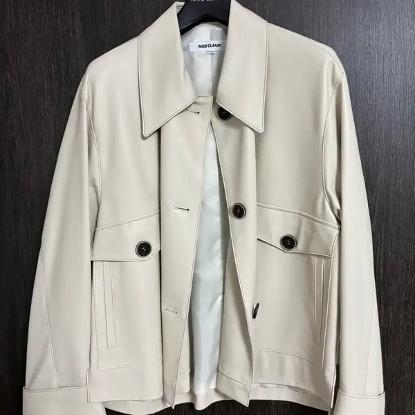 [BUNJANG] NICECLAUP Leather Jacket Beige / 나이스클랍 가죽자켓 베이지