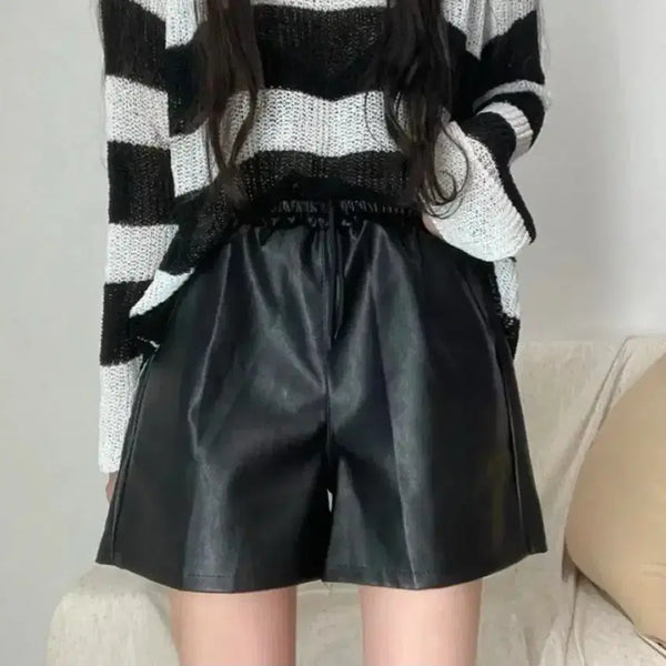 [BUNJANG] Leather Shorts / 레더 가죽 숏팬츠 반바지