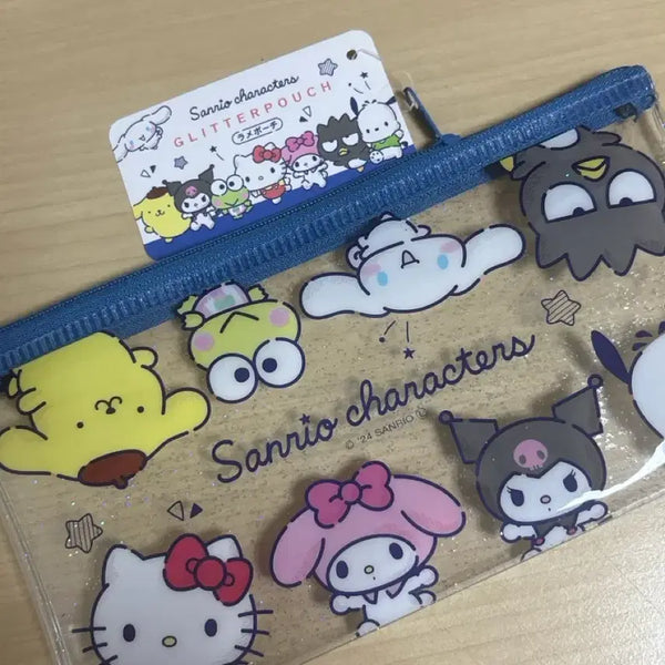 [BUNJANG] Sanrio Glitter Transparent Pouch Hello Kitty My Melody Kuromi Pompompurin / 산리오 글리터 투명 파우치 헬로키티 마이멜로디 쿠로미 폼폼푸린