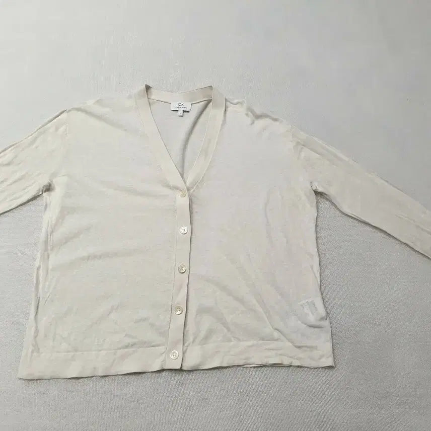 [BUNJANG] Calvin Klein Linen Blend Cardigan Beige Free Size / CK 캘빈클라인 린넨혼빙 가디건 베이지 프리사이즈