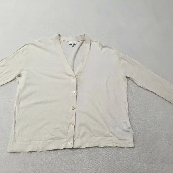 [BUNJANG] Calvin Klein Linen Blend Cardigan Beige Free Size / CK 캘빈클라인 린넨혼빙 가디건 베이지 프리사이즈