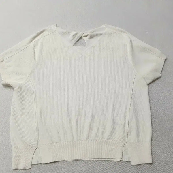 [BUNJANG] SJSJ Ivory White Short Sleeve Knit Top / SJSJ 아이보리화이트 반팔 니트 프리사이즈