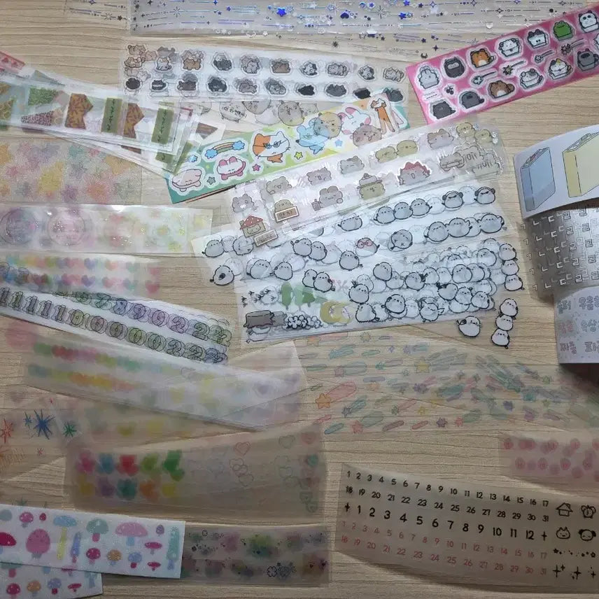 [BUNJANG] Die-cutting Kiss-cut Stickers Bundle (Animals, Numbers, Hangeul) / 다꾸 키스컷 일괄 (동물 숫자 한글)