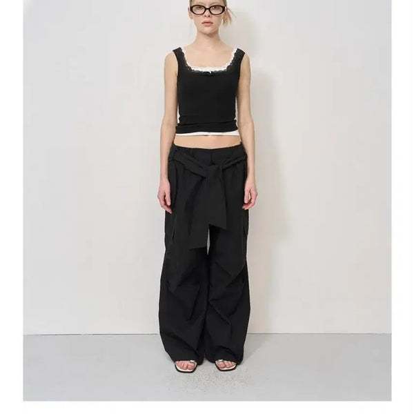 [BUNJANG] LCDCTM Knot Detail Wide Trousers Black / 엘씨디씨티엠 knot detail wide trousers 블랙