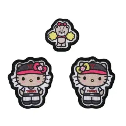 [BUNJANG] LG Twins x Hello Kitty Collaboration Mini Heat Seal Patch Set (2 Types) / 엘지트윈스 태닝 헬로키티 콜라보 미니 열접착패치 세트 2종 일괄