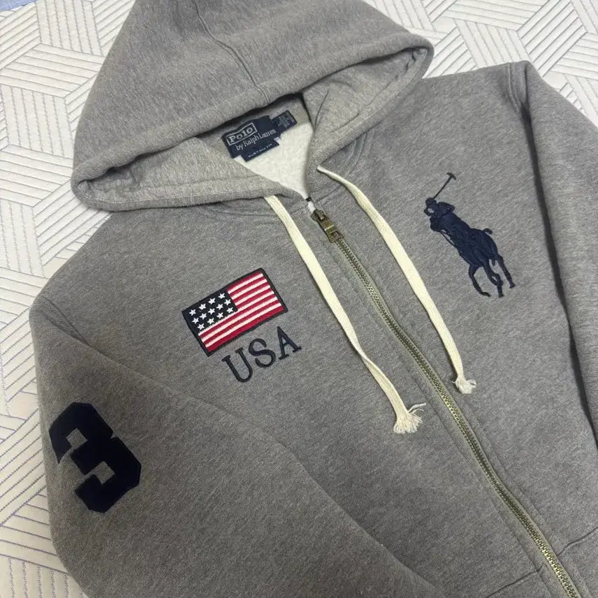 [BUNJANG] Polo Ralph Lauren Big Pony USA Flag Hoodie / 폴로 랄프로렌 빅포니 성조기 USA 후드집업