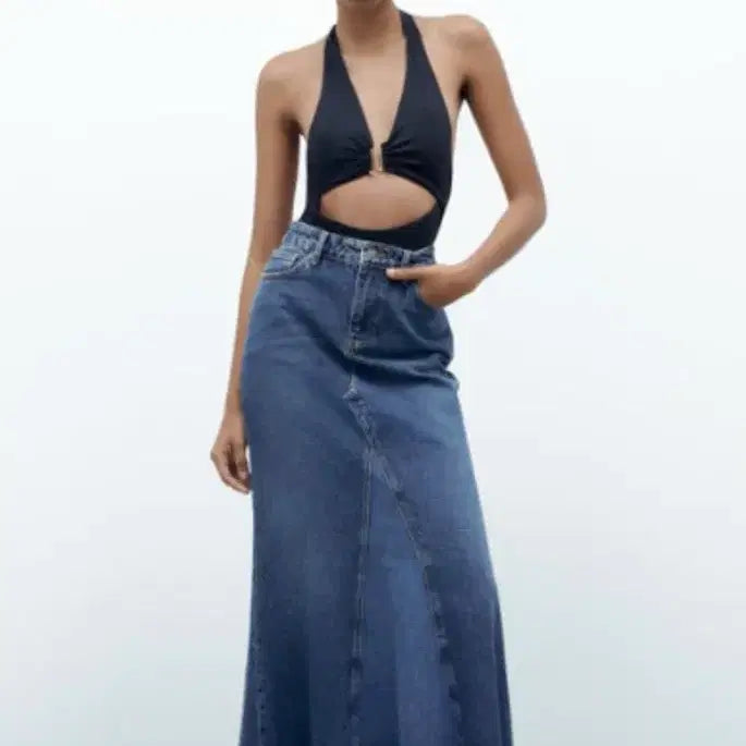 [BUNJANG] Zara Denim Mermaid Maxi Skirt / 자라 데님 롱 스커트 머메이드 빈티지 맥시 데님 청치마