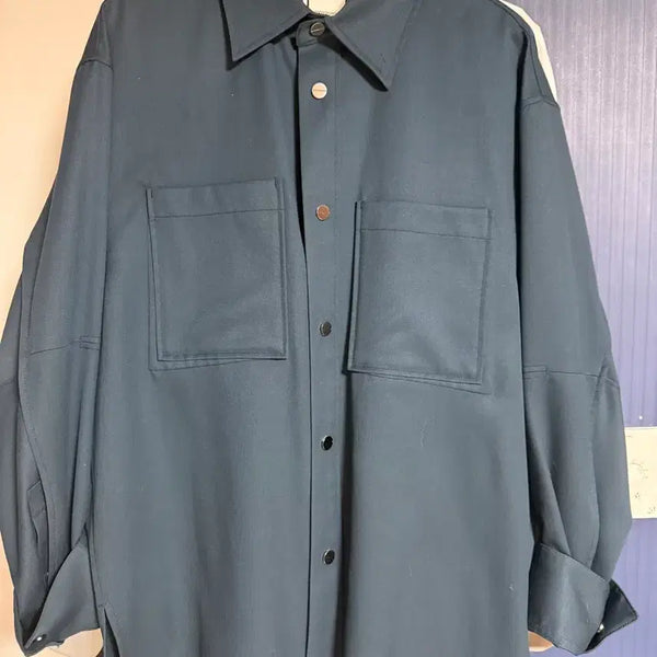 [BUNJANG] Wooyoungmi Green Wool Snap Shirt / 22FW 우영미 그린 울 스냅 셔츠