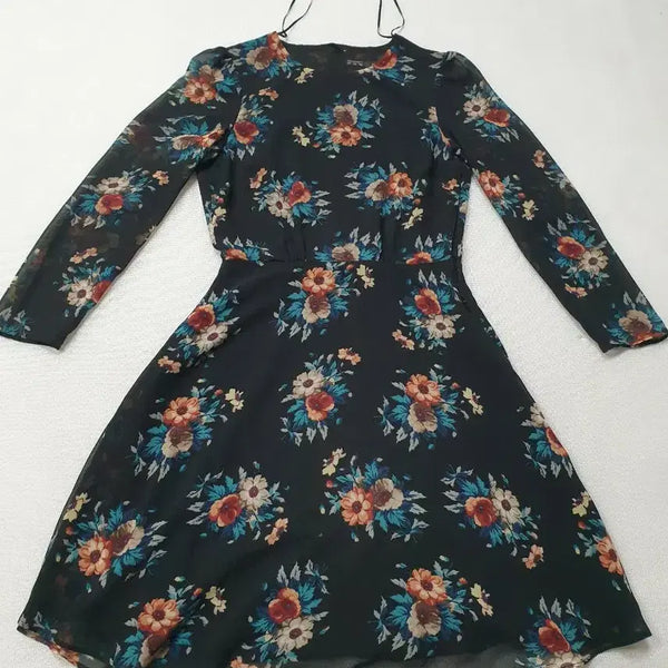 [BUNJANG] Zara Chiffon Floral Pattern Dress / 자라 등판절개 쉬폰 플로럴 패턴 원피스 44 여성80~82