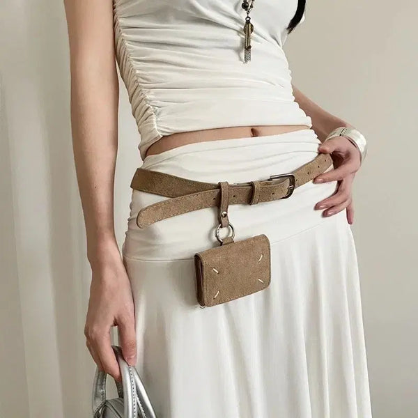 [BUNJANG] Suede Belt Bag with Detachable Pouch / 벨트 백 벨트가방
