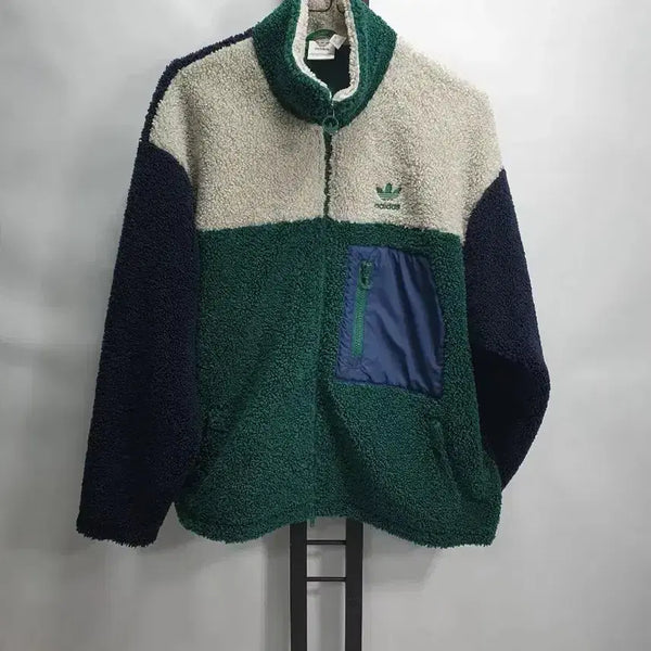 [BUNJANG] Adidas Sherpa Fleece Jacket Green Navy XS / 아디다스 후리스 세르파 양털 뽀글이 자켓 그린 네이비 xs