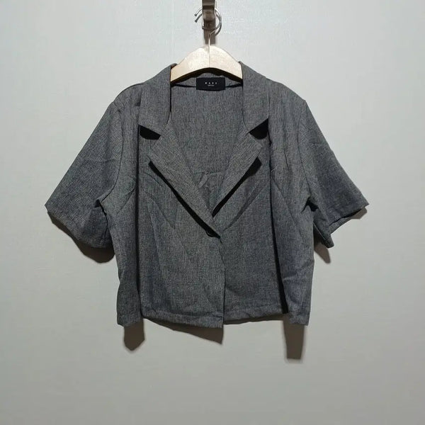[BUNJANG] HARU Women's Oversized Cropped Short Sleeve Jacket (26A1550) / HARU 여성 오버핏 크롭 반팔 자켓 (26A1550)