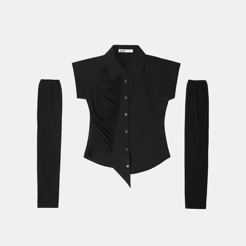 [BUNJANG] OhHos Cap Sleeve Warmer Shirt Black / 오호스 CAP SLEEVE WARMER SHIRT