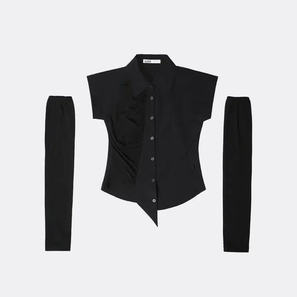 [BUNJANG] OhHos Cap Sleeve Warmer Shirt Black / 오호스 CAP SLEEVE WARMER SHIRT