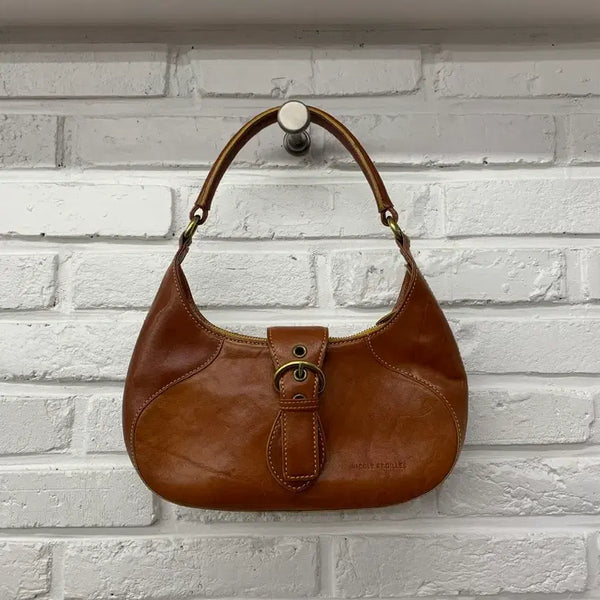 [BUNJANG] Brown Leather Buckle Shoulder Bag / 브라운 가죽 버클 숄더백