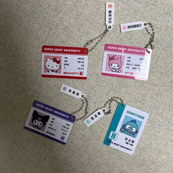 [BUNJANG] Sanrio Character Student ID Card Keychain Set (Hello Kitty, My Melody, Kuromi, Hangyodon) / 산리오 학생증 키링 (헬로키티, 마이멜로디, 쿠로미, 한교동)