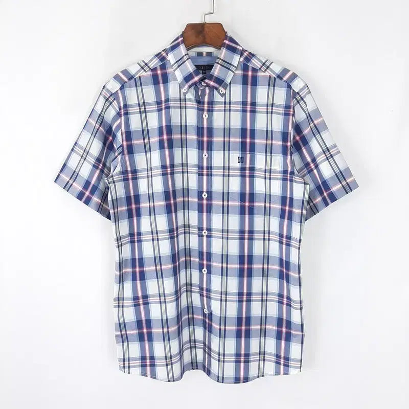 [BUNJANG] Daks Men's Check Short Sleeve Shirt 105 / 닥스 남성 체크 반팔셔츠 105