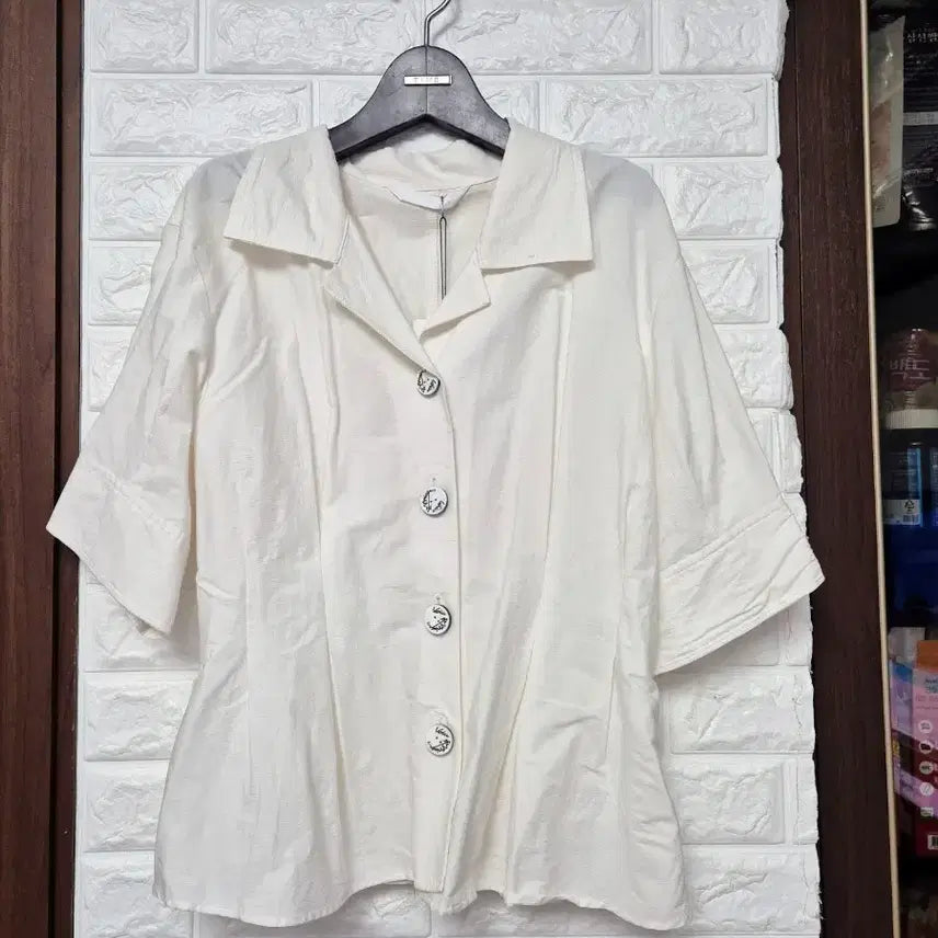 [BUNJANG] VOV Linen White Shirt Blouse Jacket (New with Tags) / (보브) 린넨 화이트 셔츠 블라우스 자켓 (택달린 새제품)
