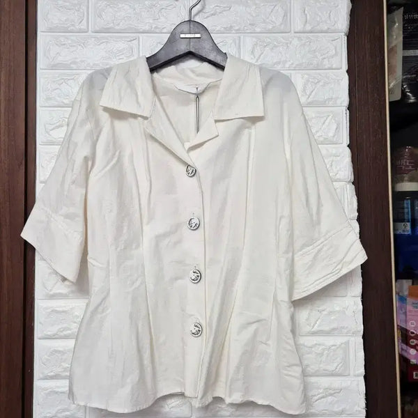 [BUNJANG] VOV Linen White Shirt Blouse Jacket (New with Tags) / (보브) 린넨 화이트 셔츠 블라우스 자켓 (택달린 새제품)
