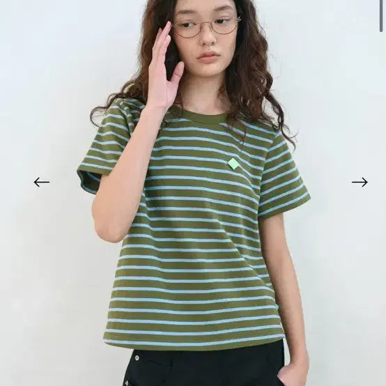 [BUNJANG] ENOi BLUES Stripe Classic T-shirt (Olive) / 엔조블루스 스트라이프 클래식 티셔츠(olive)