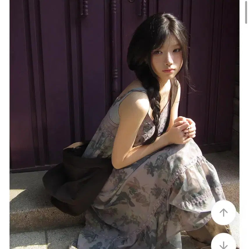 [BUNJANG] Sweet Milk Lavender Lace Long Sleeveless Dress Floral Dress / 연유 라벤더 레이스 롱 나시 원피스 플로럴 플라워 원피스