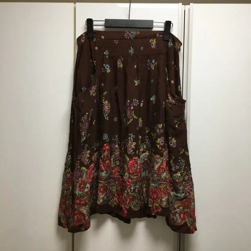 [BUNJANG] Vintage Mori Girl Floral Midi Skirt / 일본 빈티지 미디스커트 꽃 모리걸 하구미