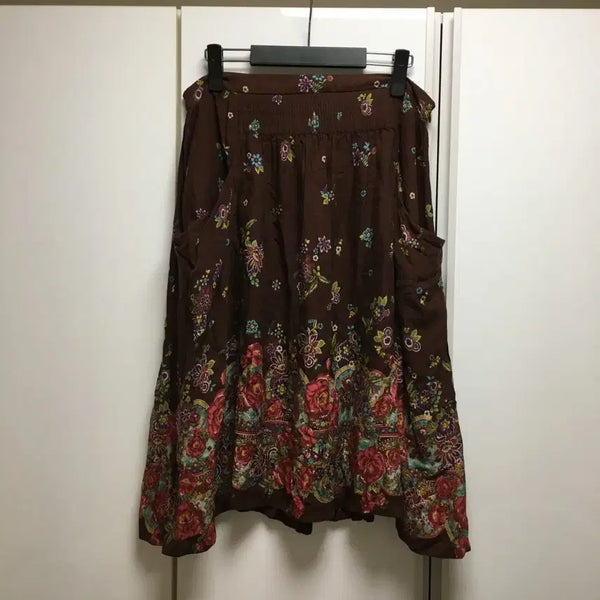 [BUNJANG] Vintage Mori Girl Floral Midi Skirt / 일본 빈티지 미디스커트 꽃 모리걸 하구미