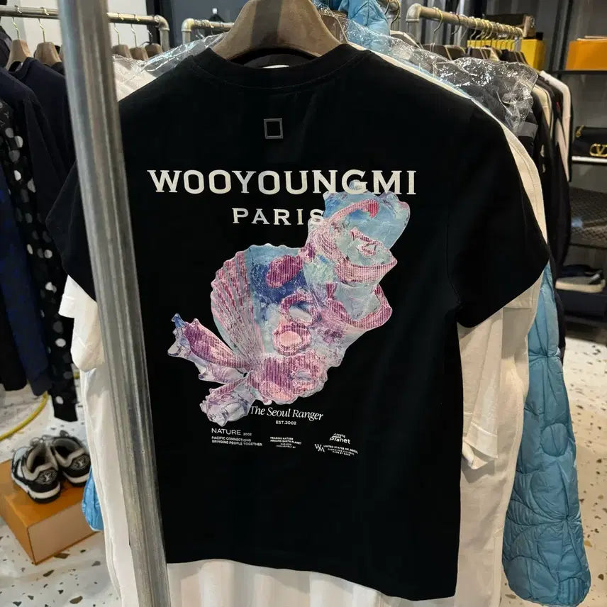 [BUNJANG] Wooyoungmi 3D Coral Back Logo Short Sleeve Black T-Shirt / [정품/36 size] 25ss 우영미 3D 코랄 백로고 반팔 블랙