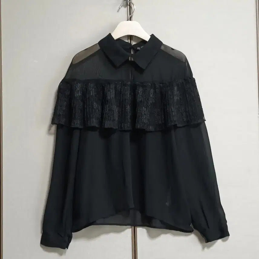 [BUNJANG] Zara Black Chiffon Frill Blouse / 자라 블랙 쉬폰 프릴 블라우스