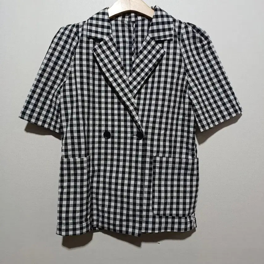 [BUNJANG] Women's Half-Sleeve Check Jacket / 여성 반팔 체크 자켓 (26A1557)