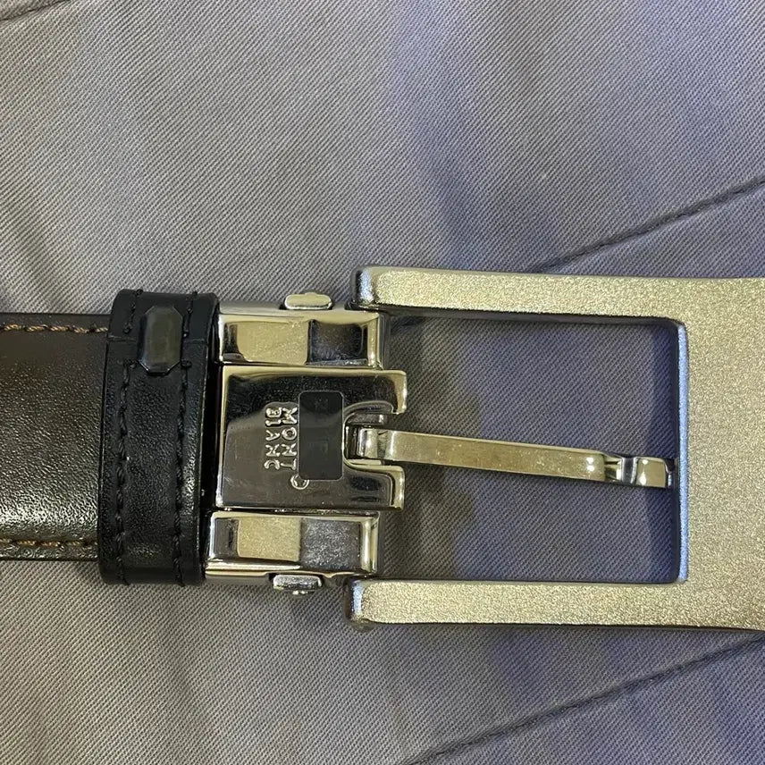 [BUNJANG] Montblanc Leather Belt with Silver Buckle / 몽블랑 벨트