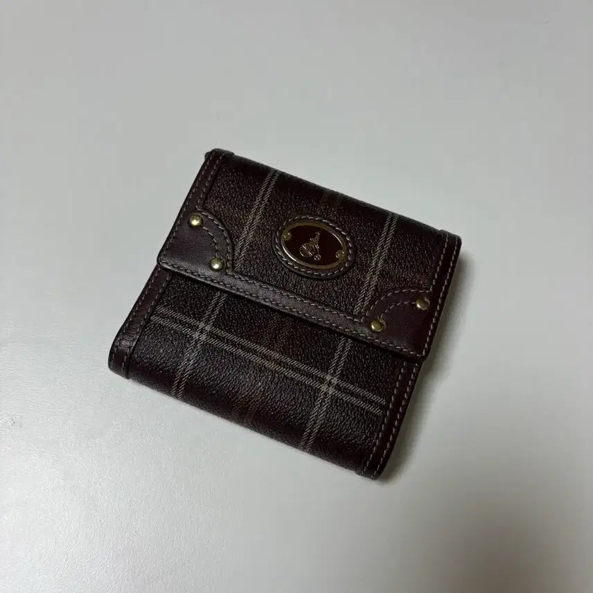 [BUNJANG] Beanpole Check Bifold Wallet Brown / 빈폴 체크 반지갑 브라운