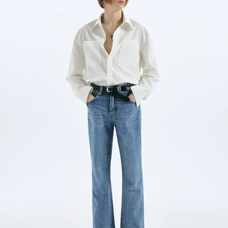 [BUNJANG] Elwood Terry Washed Denim Pants Middle Blue / 엘무드 테리 워시드 데님 팬츠 바지 청바지 미들 블루 46