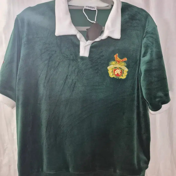 [BUNJANG] Malbon Golf Green Velvet Rugby T-Shirt / 말본 골프 그린 벨벳 럭비 티셔츠