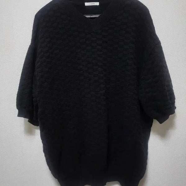 [BUNJANG] LOMVER Black Check V-Neck Knit / 70310/ LOMVER 블랙 체크 브이넥 니트 남