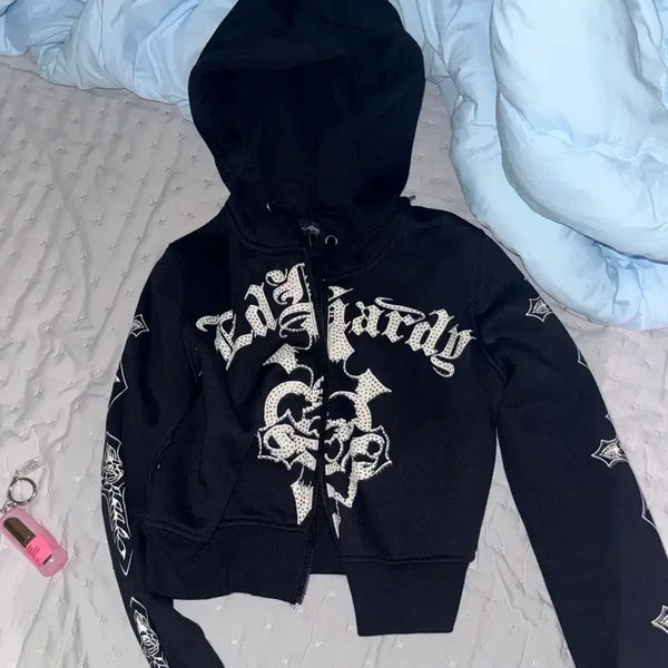 [BUNJANG] Ed Hardy Hooded Zip-Up Sweatshirt / 에드하디 후드집업 S