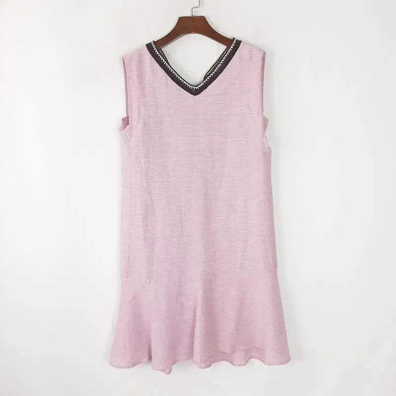 [BUNJANG] SJSJ Linen Blend Sleeveless V-Neck Dress / SJSJ 린넨혼방 브이넥 민소매 원피스 S