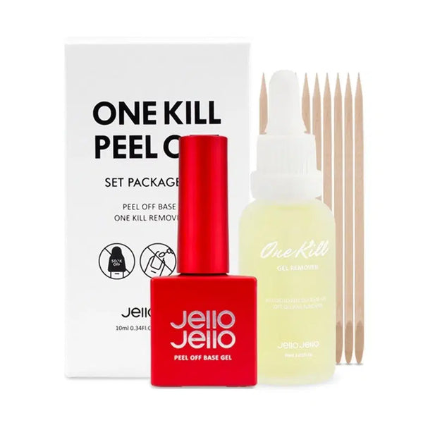[BUNJANG] Jello Jello Peel Off Base Gel & One Kill Remover Set (New) / (새상품) 젤로젤로 필오프베이스젤 원킬리무버 세트