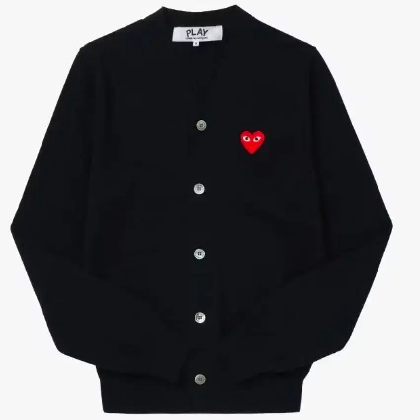 [BUNJANG] Comme des Garçons Play Wool 100% Black Cardigan / 꼼데가르송 플레이 블랙 가디건 양모100%