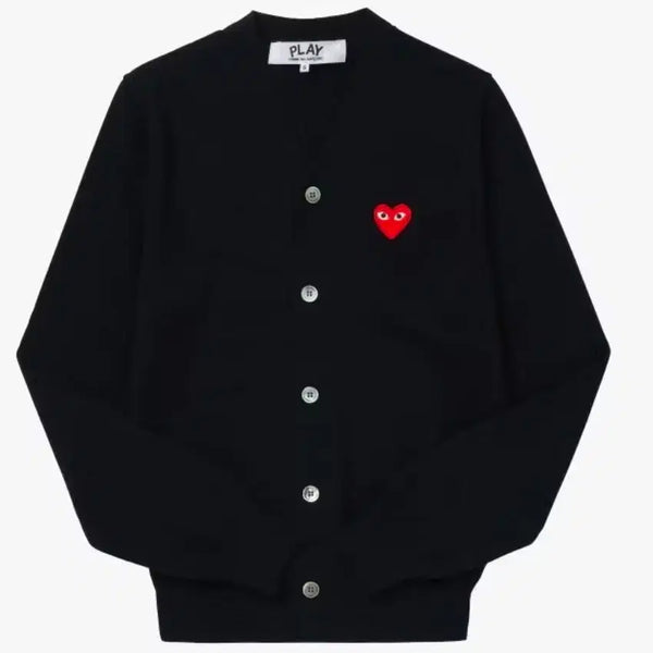 [BUNJANG] Comme des Garçons Play Wool 100% Black Cardigan / 꼼데가르송 플레이 블랙 가디건 양모100%