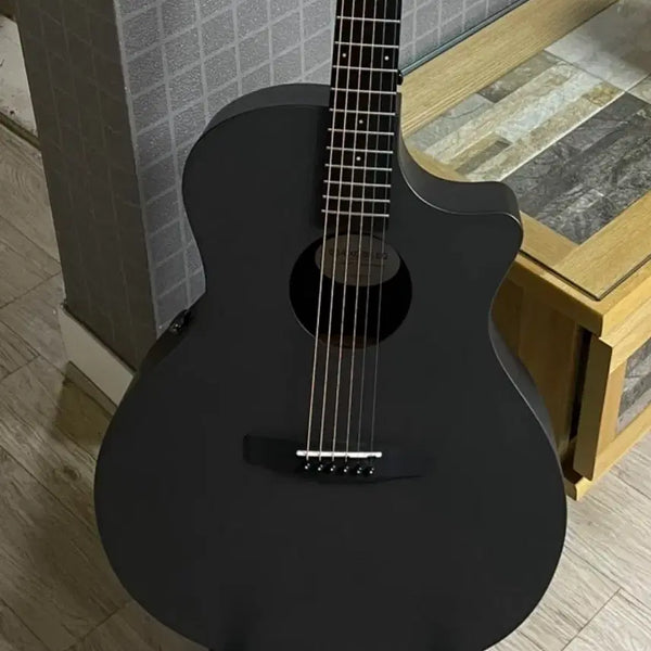[BUNJANG] Enya Acoustic Guitar (Matte Black, GA Cutaway, Smart Pickup) with Case, Music Book, and Picks / enya 어쿠스틱/통기타 (전용가방+악보책+피크)