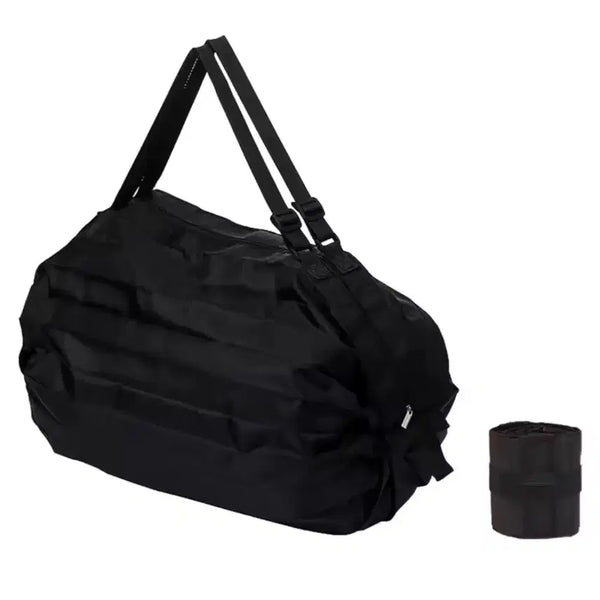 [BUNJANG] Simple Accordion Bag Foldable Shopping Bag Shoulder Bag - Modern Black / 심플 아코디언 백 접이식 장바구니 숄더백 모던 블랙
