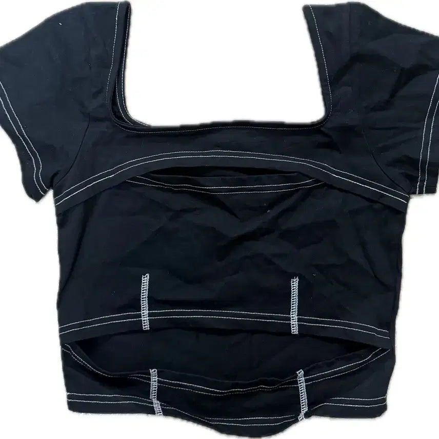 [BUNJANG] Curity Stitch Black Short Sleeve T-Shirt / 큐리티 스티치 블랙 반팔 티셔츠